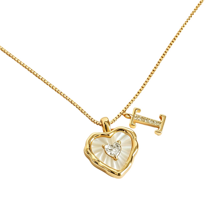 Heart Shaped Letters Micro Pave Chain Necklace