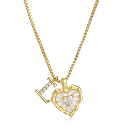 Heart Shaped Letters Micro Pave Chain Necklace
