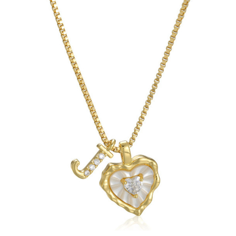 Heart Shaped Letters Micro Pave Chain Necklace