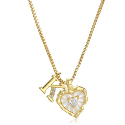 Heart Shaped Letters Micro Pave Chain Necklace