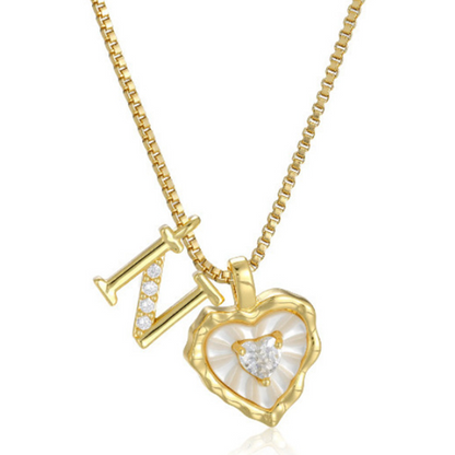 Heart Shaped Letters Micro Pave Chain Necklace