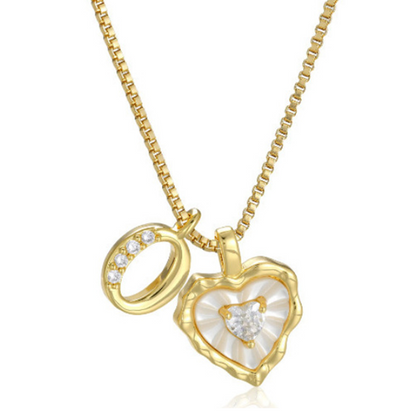 Heart Shaped Letters Micro Pave Chain Necklace
