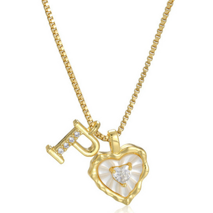 Heart Shaped Letters Micro Pave Chain Necklace