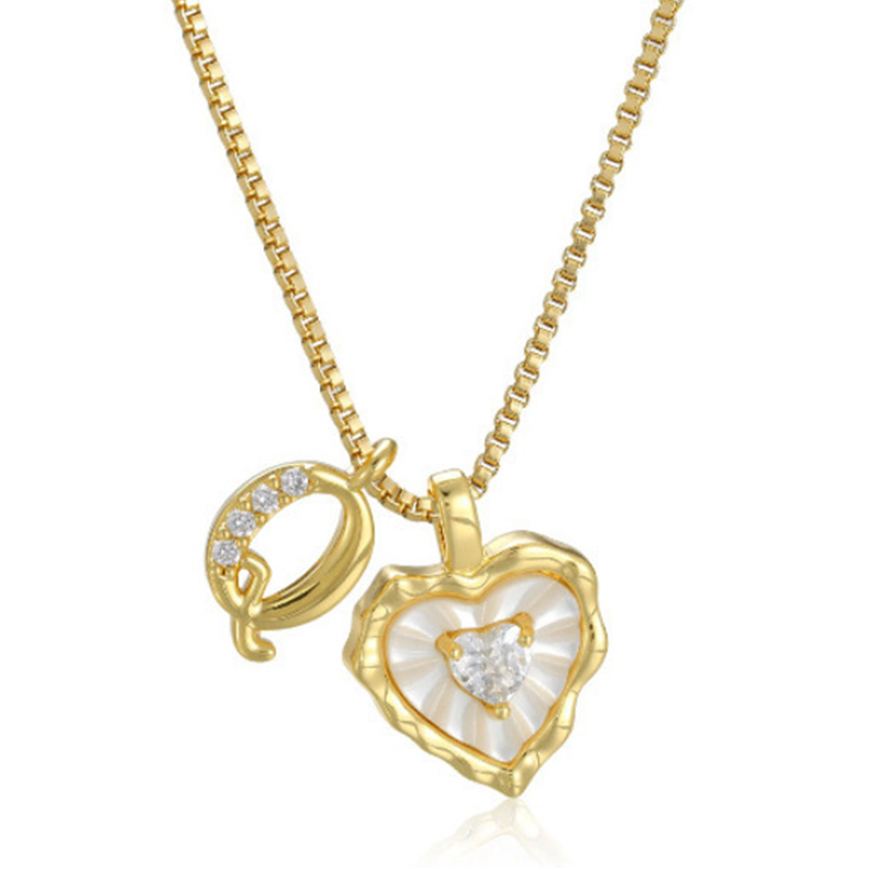 Heart Shaped Letters Micro Pave Chain Necklace