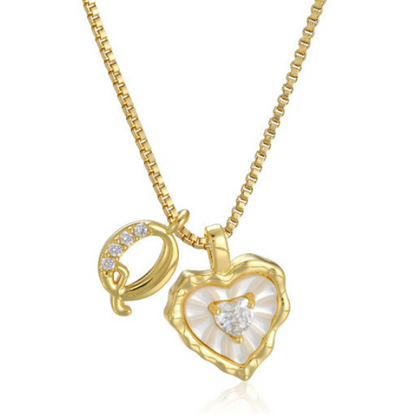 Heart Shaped Letters Micro Pave Chain Necklace