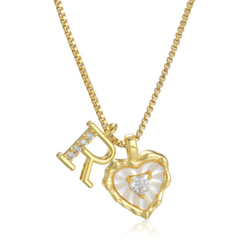 Heart Shaped Letters Micro Pave Chain Necklace