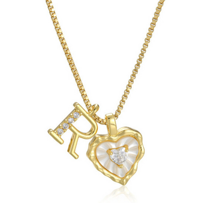 Heart Shaped Letters Micro Pave Chain Necklace