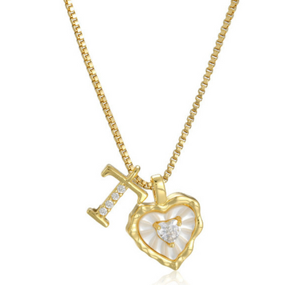 Heart Shaped Letters Micro Pave Chain Necklace