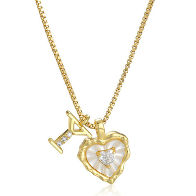 Heart Shaped Letters Micro Pave Chain Necklace