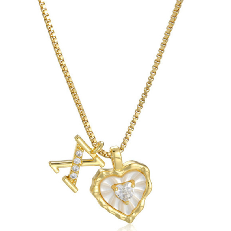 Heart Shaped Letters Micro Pave Chain Necklace