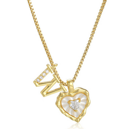 Heart Shaped Letters Micro Pave Chain Necklace