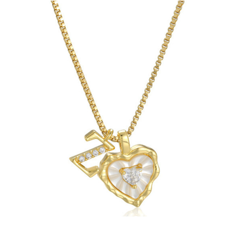 Heart Shaped Letters Micro Pave Chain Necklace