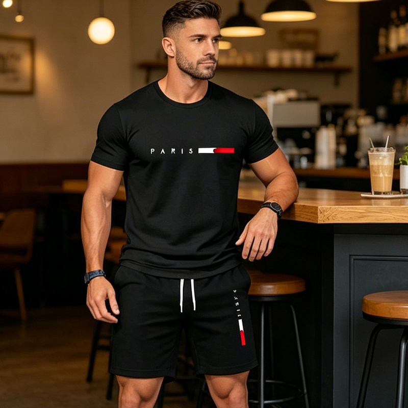 Men's Printed Top & Shorts 2-Piece Set