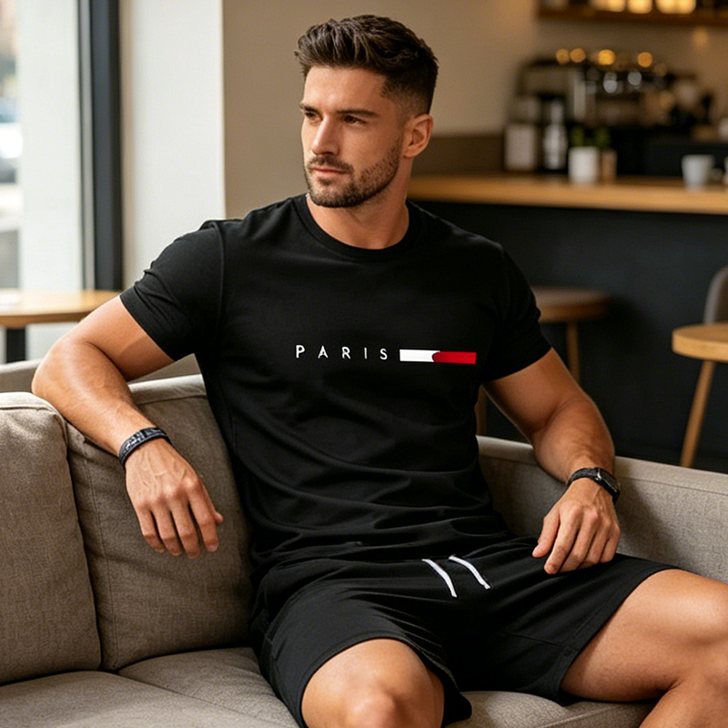 Men's Printed Top & Shorts 2-Piece Set
