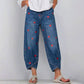 Women's Heart Print Baggy Denim Pants
