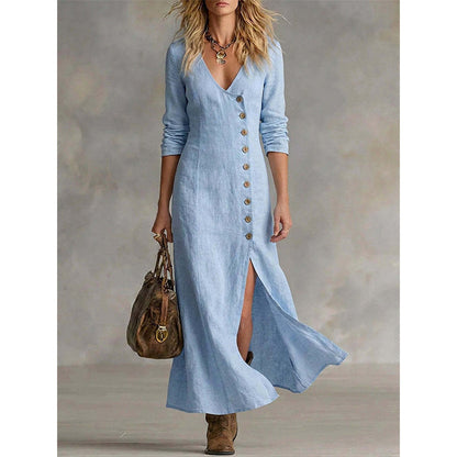 Vintage-Inspired Long Sleeve Shirt Dress