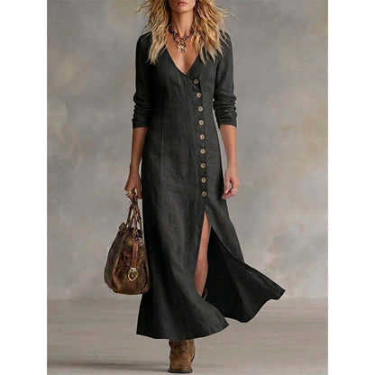 Vintage-Inspired Long Sleeve Shirt Dress