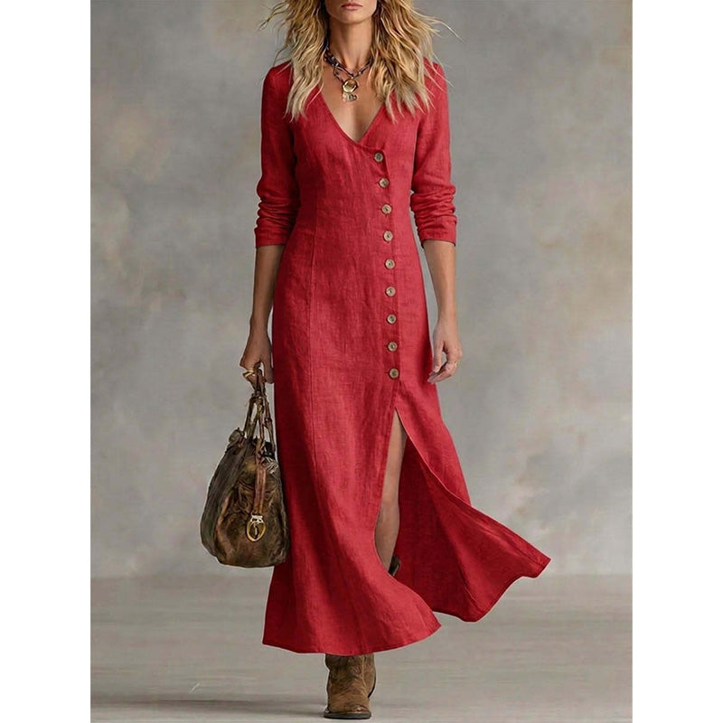 Vintage-Inspired Long Sleeve Shirt Dress