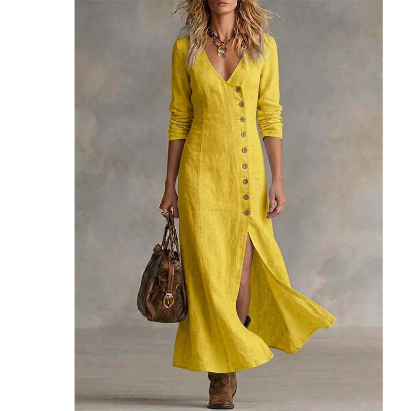 Vintage-Inspired Long Sleeve Shirt Dress