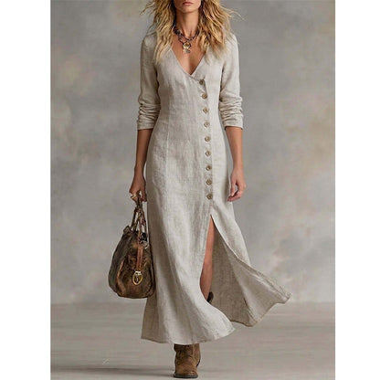 Vintage-Inspired Long Sleeve Shirt Dress