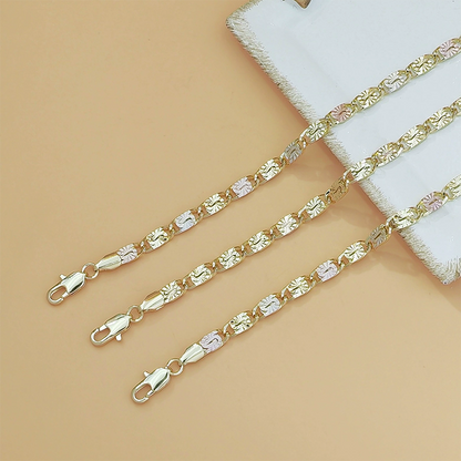 Unisex Tri-Color Link Bracelet