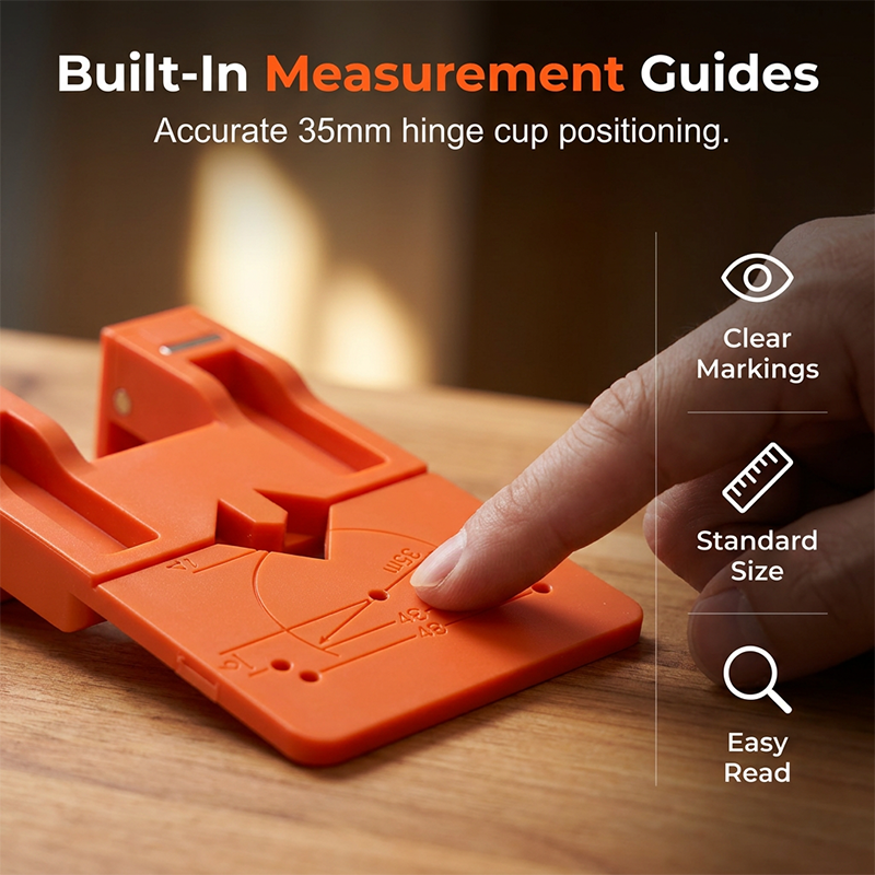 Cabinet Door Hinge Drilling Guide & Mounting Tool