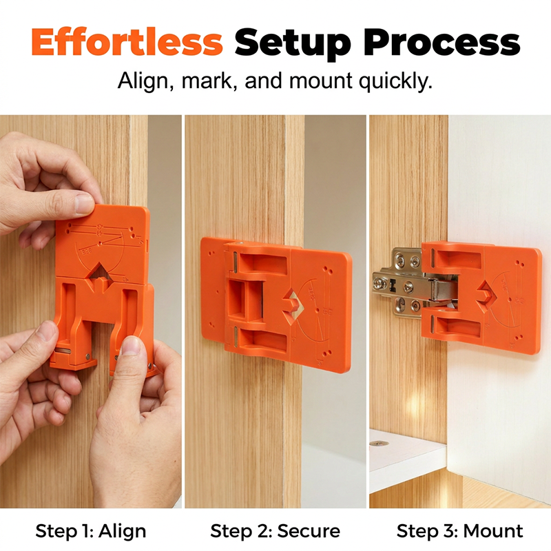 Cabinet Door Hinge Drilling Guide & Mounting Tool