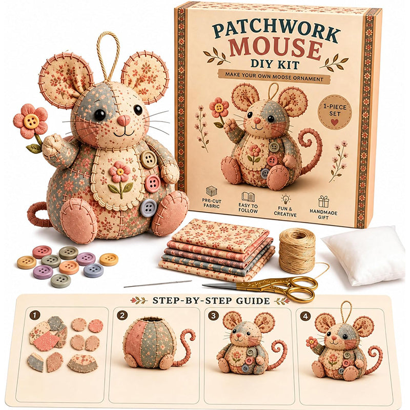 Handcrafted Vintage Mouse Plush Sewing Kit