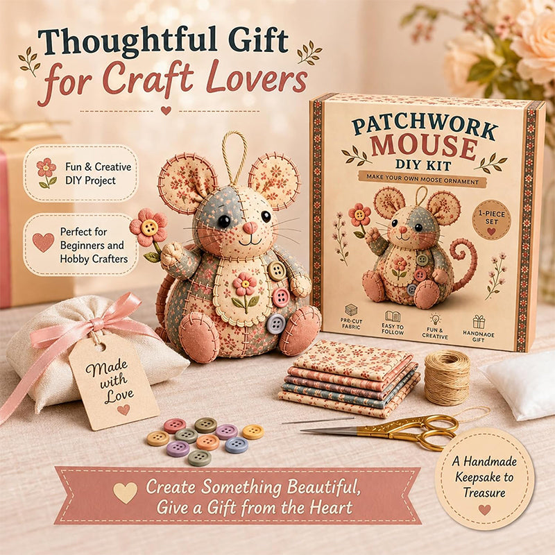 Handcrafted Vintage Mouse Plush Sewing Kit