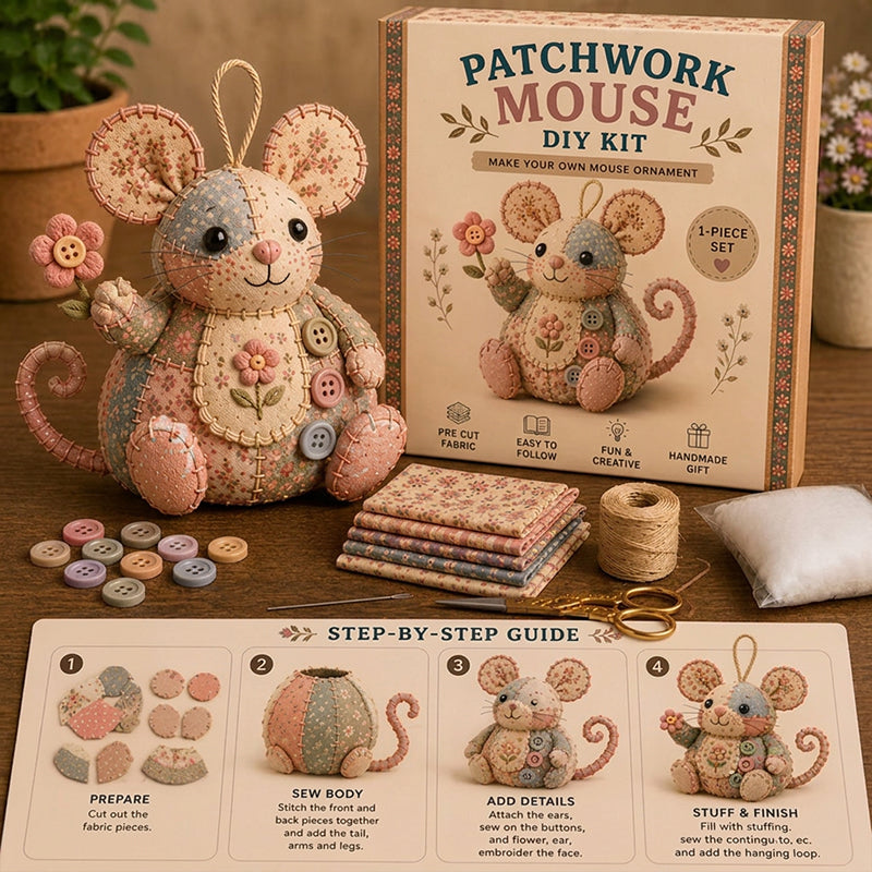 Handcrafted Vintage Mouse Plush Sewing Kit