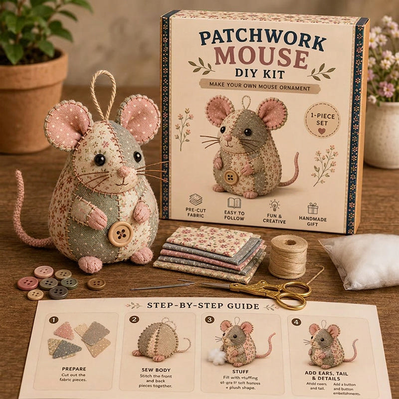 Handcrafted Vintage Mouse Plush Sewing Kit