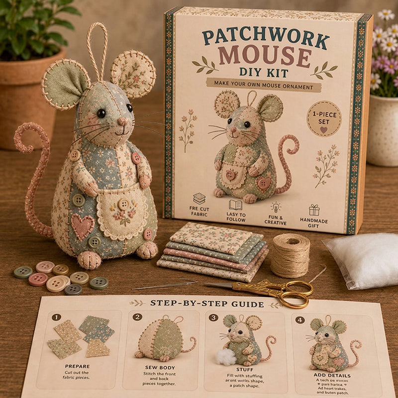 Handcrafted Vintage Mouse Plush Sewing Kit