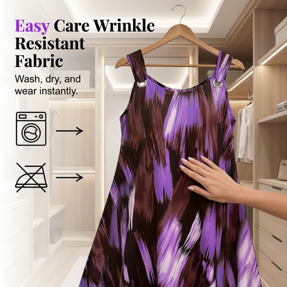 ⏳Time-Limited Special⏰ Elegant Gradient Print Sleeveless Dress – Asymmetrical Hem, O-Ring Straps, Flowy ✨