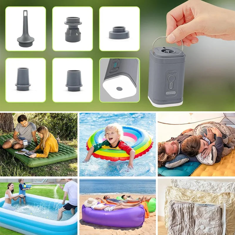 🏕️ LIMITED-TIME 50% OFF! ⚡ Rechargeable Camping Air Pump – Fast Inflate, Built-in LED 🔋