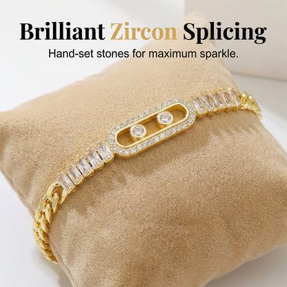 📿 LIMITED-TIME 50% OFF! 💥 Women's Gold-Tone Cubic Zirconia Chain Bracelet – Cuban Link, Zircon Accents, Fold-Over Clasp ✨