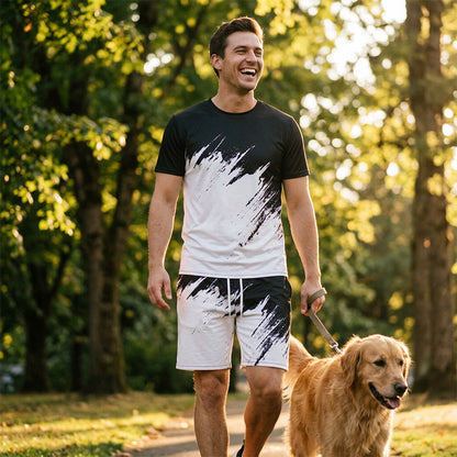 👕NOW 50% OFF! 💥 Men's Summer Dynamic Print Casual Set – 3D Brushstroke, Ultra-Soft, Ergonomic Fit ✨