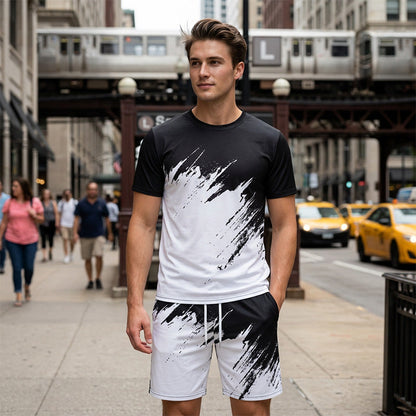 👕NOW 50% OFF! 💥 Men's Summer Dynamic Print Casual Set – 3D Brushstroke, Ultra-Soft, Ergonomic Fit ✨