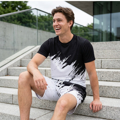 👕NOW 50% OFF! 💥 Men's Summer Dynamic Print Casual Set – 3D Brushstroke, Ultra-Soft, Ergonomic Fit ✨