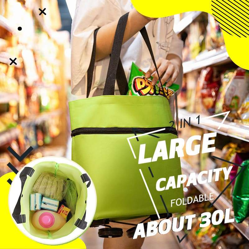 ⏰Last Day Promotion Only £12.99 ‼️🛒2-in-1 Foldable Shopping Cart✨Portable Lightweight Grocery Trolley