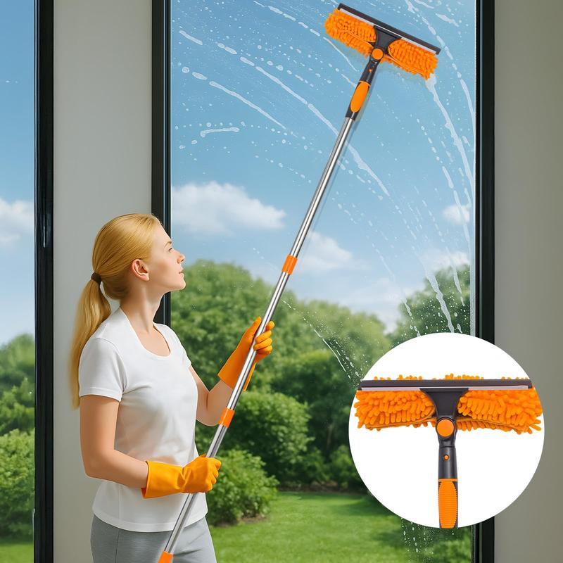 2-in-1 Window Squeegee with Long Extension Pole
