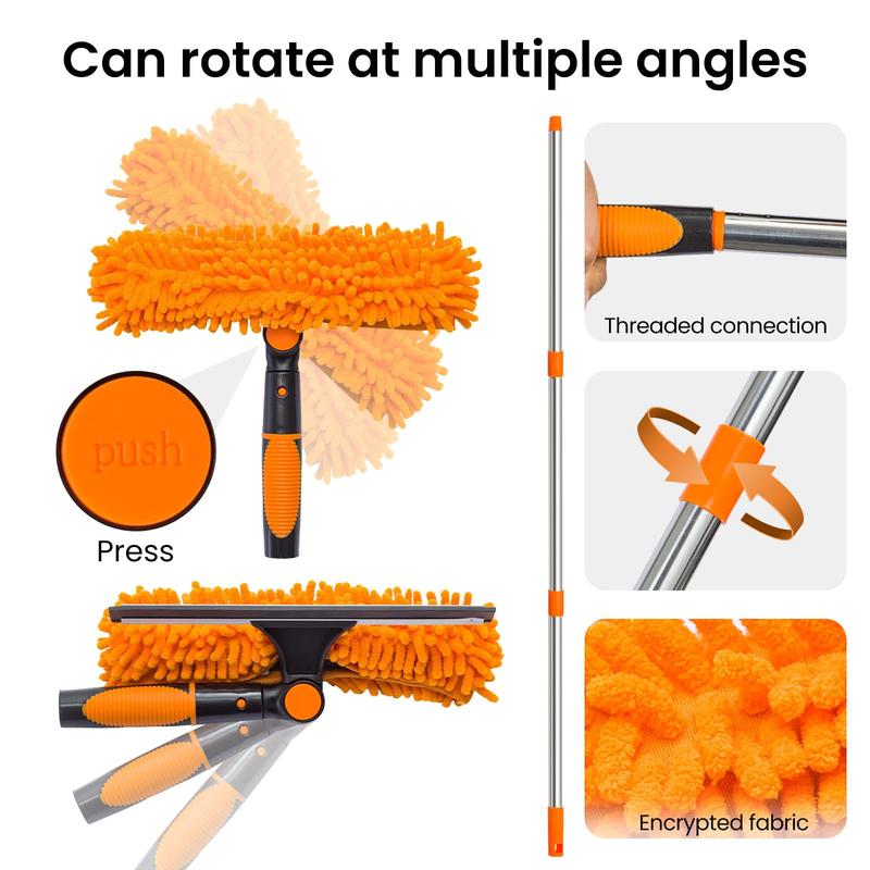 2-in-1 Window Squeegee with Long Extension Pole