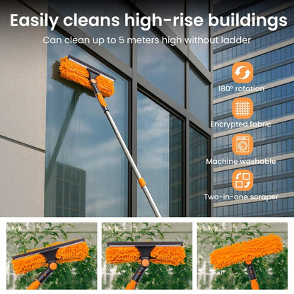 2-in-1 Window Squeegee with Long Extension Pole