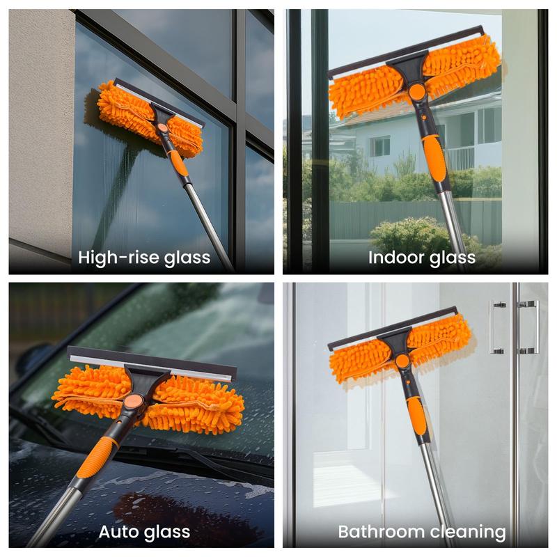 2-in-1 Window Squeegee with Long Extension Pole