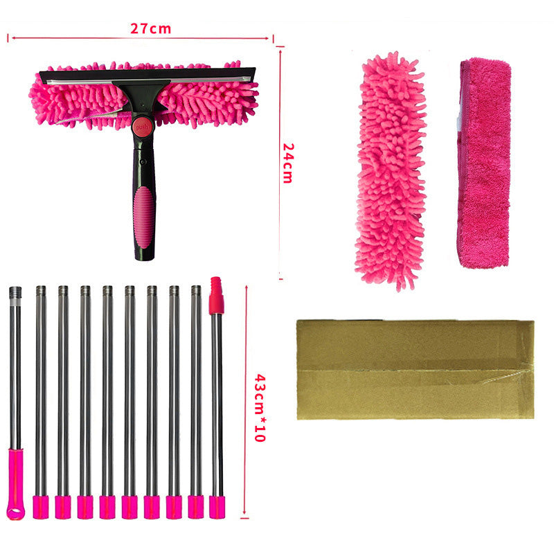 2-in-1 Window Squeegee with Long Extension Pole