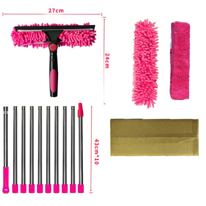 2-in-1 Window Squeegee with Long Extension Pole