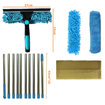 2-in-1 Window Squeegee with Long Extension Pole