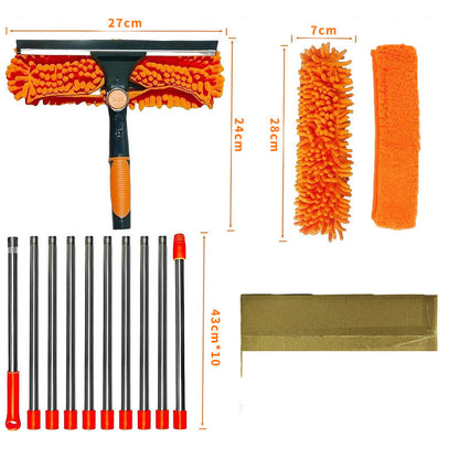 2-in-1 Window Squeegee with Long Extension Pole