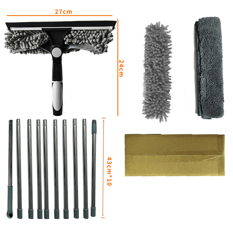 2-in-1 Window Squeegee with Long Extension Pole