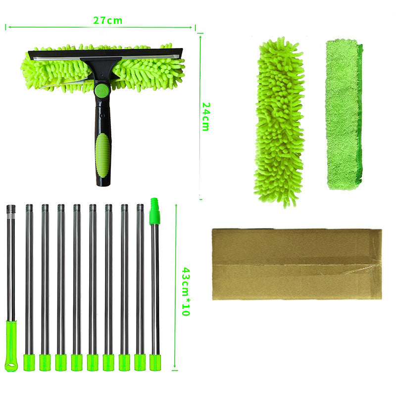 2-in-1 Window Squeegee with Long Extension Pole