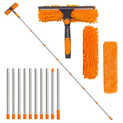 2-in-1 Window Squeegee with Long Extension Pole